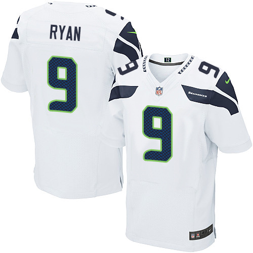 Men's Elite Jon Ryan Nike Jersey White Road - #9 NFL Seattle Seahawks